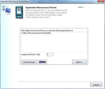 Datenübernahme vom Agamatrix Wavesense Presto ins Diabetes-Tagebuch