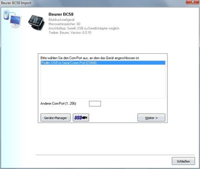 Datenübernahme vom Beurer BC58 ins Diabetes-Tagebuch