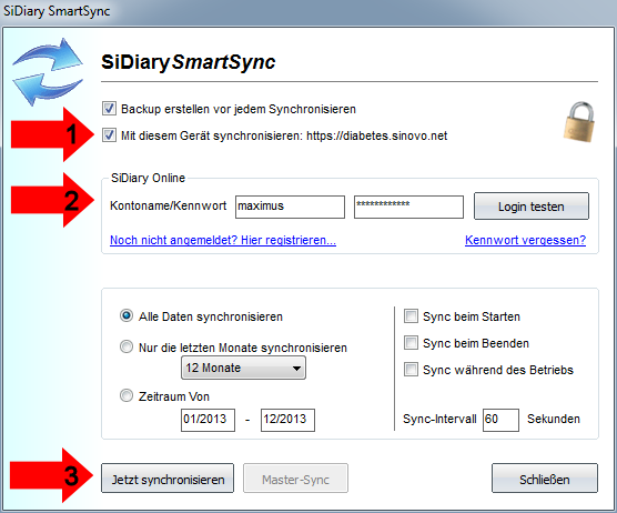 SmartSync Einstellungen